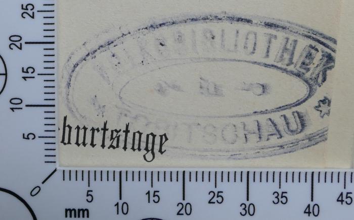 - (Volksbibliothek Tobitschau), Stempel: Exlibris; 'Volksbibliothek Tobitschau'.  (Prototyp)