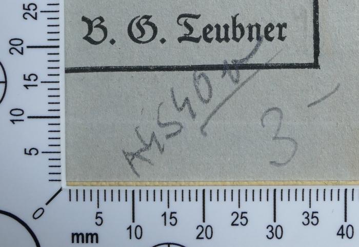 -, Von Hand: Buchhändler, Preis, Nummer; 'A 4 S 40 v [?]
3-'