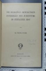 296.109 FRIE 	 : Die religiösen Bewegungen innerhalb des Judentums im Zeitalter Jesu  (1905)