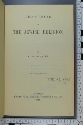 296.12 FRIE 1 : Text-book of the jewish religion  (1942)