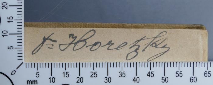- (Horetzky), Von Hand: Exlibris, Name; 'Dr. Horetzky'. 