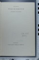 296.108 BAEC : Wege im Judentum : Aufsätze und Reden  (1933)