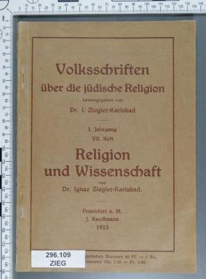 296.109 ZIEG : Religion und Wissenschaft (1913)
