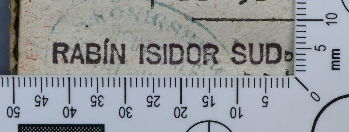 - (Sud, Isidior), Stempel: Exlibris, Name; 'Rabín Isidor Sud'.  (Prototyp)