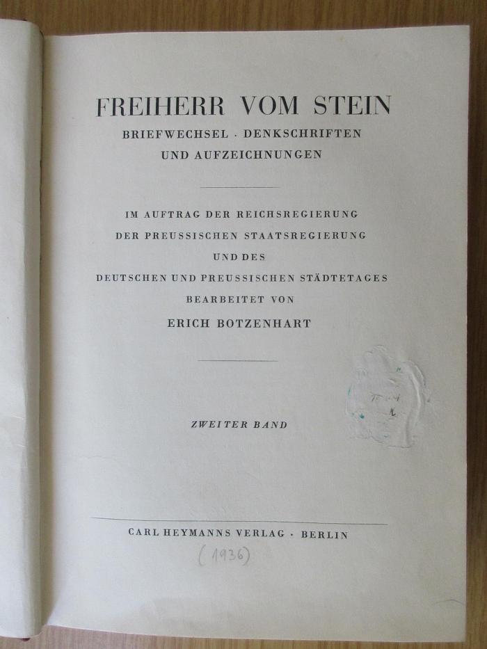 1 C 99-2 : Briefwechsel, Denkschriften und Aufzeichnungen. Bd. 2 (1936)