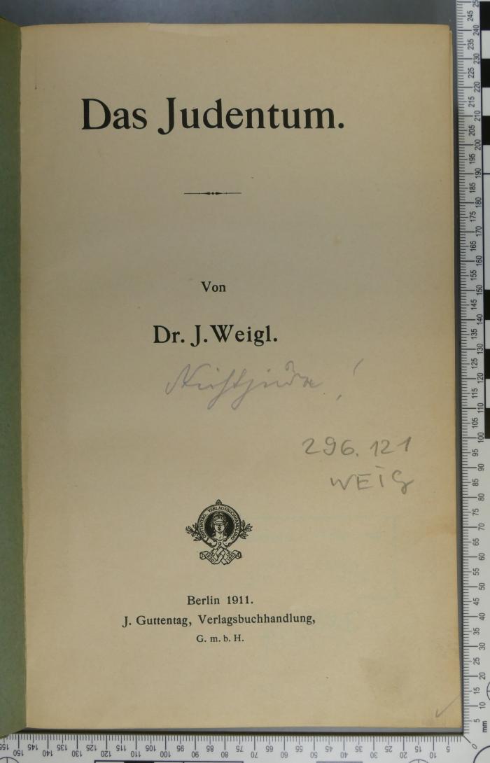 296.121 WEIG : das Judentum (1911)