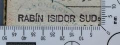 - (Sud, Isidior), Stempel: Exlibris, Name; 'Rabín Isidor Sud'.  (Prototyp)
