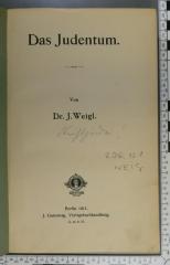 296.121 WEIG : das Judentum (1911)
