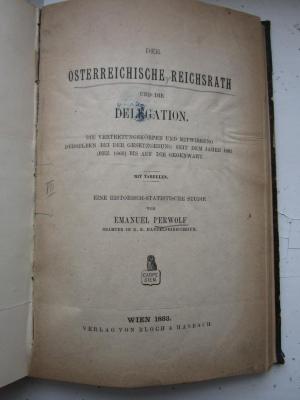  Der Österreichische Reichsrath und die Delegation (1883)
