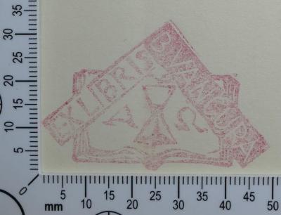 - (Vančura, Bohumil), Stempel: Exlibris, Name; 'Ex Libris B. Vančura'.  (Prototyp)