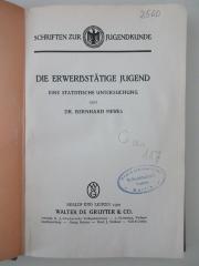 4 D 462&lt; a &gt; : Die erwerbstätige Jugend : Eine statistische Untersuchung (1929)