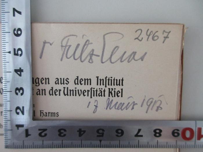 - (Elsas, Fritz Dr.), Von Hand: Name, Datum; 'Dr Fritz Elsas 17. März 1917'. ;98/2022/41024 : Bericht über die dringende Notwendigkeit, in den deutschen und österreichisch-ungarischen Absatzgebieten Fuss zu fassen, nebst Angabe einiger Mittel, unseren Export nach dort zu erweitern (1916)