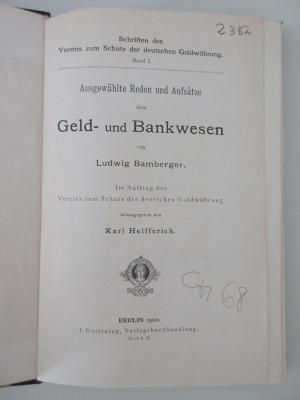 98/2022/41011 : Ausgewählte Reden und Aufsätze über Geld- und Bankwesen von Ludwig Bamberger (1900)