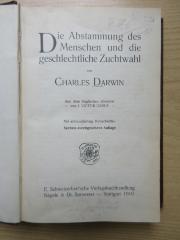 CH 5304 D445D(6) : Die Abstammung des Menschen und die geschlechtliche Zuchtwahl (1910)