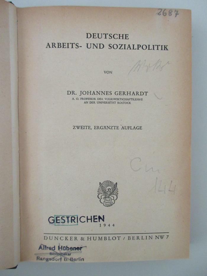 98/2021/41081 : Deutsche Arbeits- und Sozialpolitik (1944)