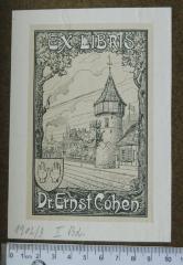 - (Cohen, Dr. Ernst), Etikett: Exlibris; 'EX LIBRIS Dr. Ernst Cohen'. 