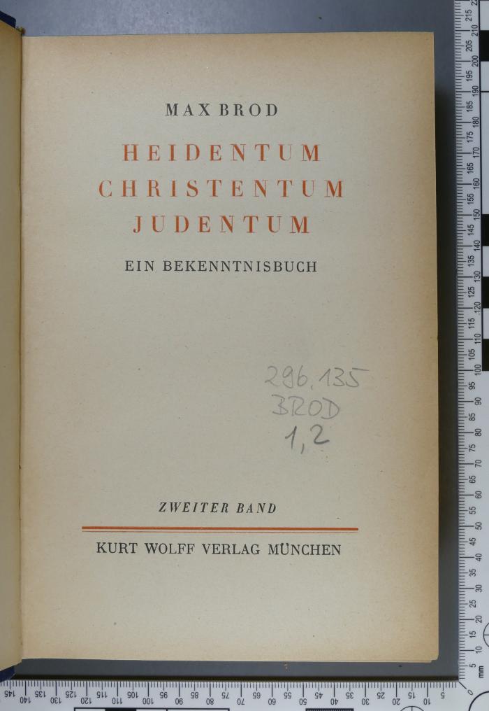 296.135 BROD 1,2 : Heidentum, Christentum, Judentum (1922)