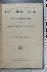 296.161 RITT : Philo und die Halacha : eine vergleichende Studie  (1879)