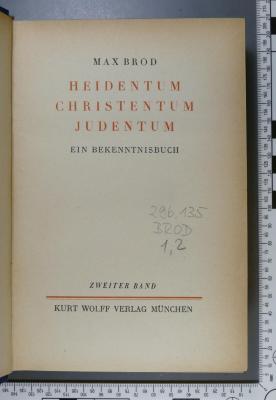 296.135 BROD 1,2 : Heidentum, Christentum, Judentum (1922)