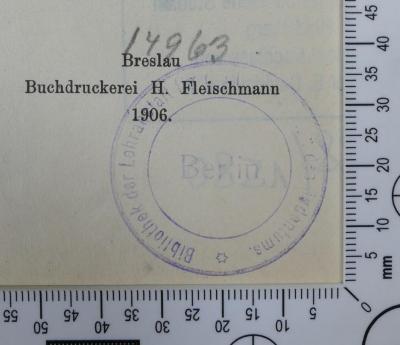 - (Hochschule für die Wissenschaft des Judentums), Von Hand: Inventar-/ Zugangsnummer; '14963'. 