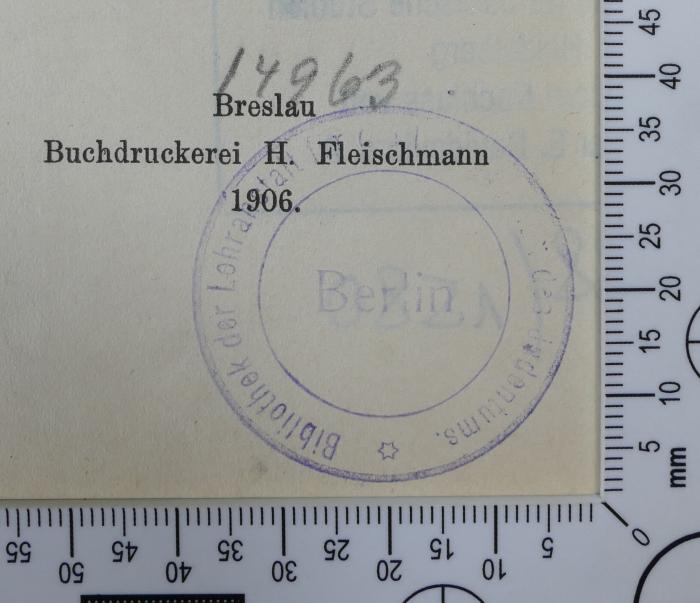 - (Hochschule für die Wissenschaft des Judentums), Von Hand: Inventar-/ Zugangsnummer; '14963'. 