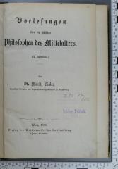 296.17 EISL : Vorlesungen über die jüdischen Philosophen des Mittelalters (1870)