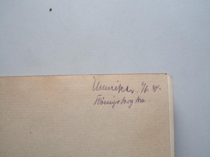-, Von Hand: Ortsangabe, Datum, Nummer; '[xxx] 76.40
Königsberg Nm.'