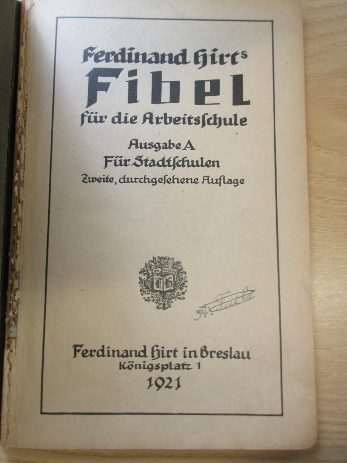 PK 0201 CC/159 b-1 (ausges.) : Ferdinand Hirts Fibel für die Arbeitsschule (1921)