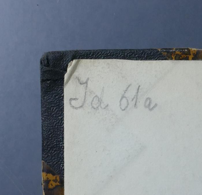 - (Hochschule für die Wissenschaft des Judentums;Signaturen Jd [+ Nr.]), Von Hand: Signatur; 'Jd 61 a'. 