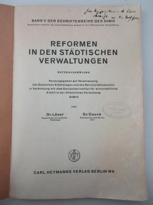 Cp 24 : Reform in den städtischen Verwaltungen : Materialsammlung (1930)