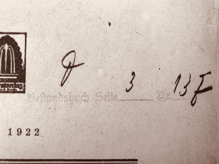 38/80/41395(6) : Die Zerstörung der Weltwirtschaft (1922);- (Staatspolizeistelle Wesermünde), Stempel: Exemplarnummer; 'Bestandbuch D, Seite 3, Nr. 13 F'. 