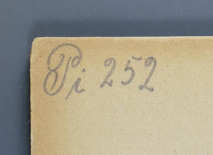 - (Hochschule für die Wissenschaft des Judentums), Von Hand: Signatur; 'Pi 252'. 