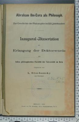 296.175;[...] 34 [?] ; ;: Abraham Ibn-Esra als Philosoph : zur Geschichte der Philosophie im XII. Jahrhundert  (1900)