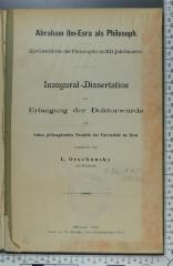 296.175;[...] 34 [?] ; ;: Abraham Ibn-Esra als Philosoph : zur Geschichte der Philosophie im XII. Jahrhundert  (1900)