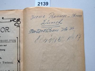 - (Rosner-Werner, Irene), Von Hand: Autogramm, Name, Ortsangabe; 'Irene Rosner-Werner
Zürich
Winterthurerstr. 86
Brinerstr. 17'. 