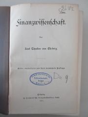 98/2022/41006 : Finanzwissenschaft. (1911)