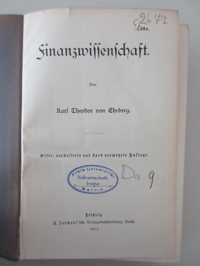 98/2022/41006 : Finanzwissenschaft. (1911)