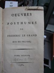  Oeuvres Posthumes De Frédéric Le Grand Roi De Prusse (1788)