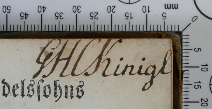 - (Kaspar Hermann Graf Künigl), Von Hand: Exlibris; 'GHC Kinigl'. 