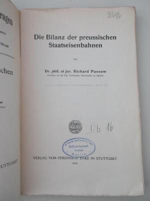 98/2022/41001 : Die Bilanz der preussischen Staatseisenbahnen (1916)