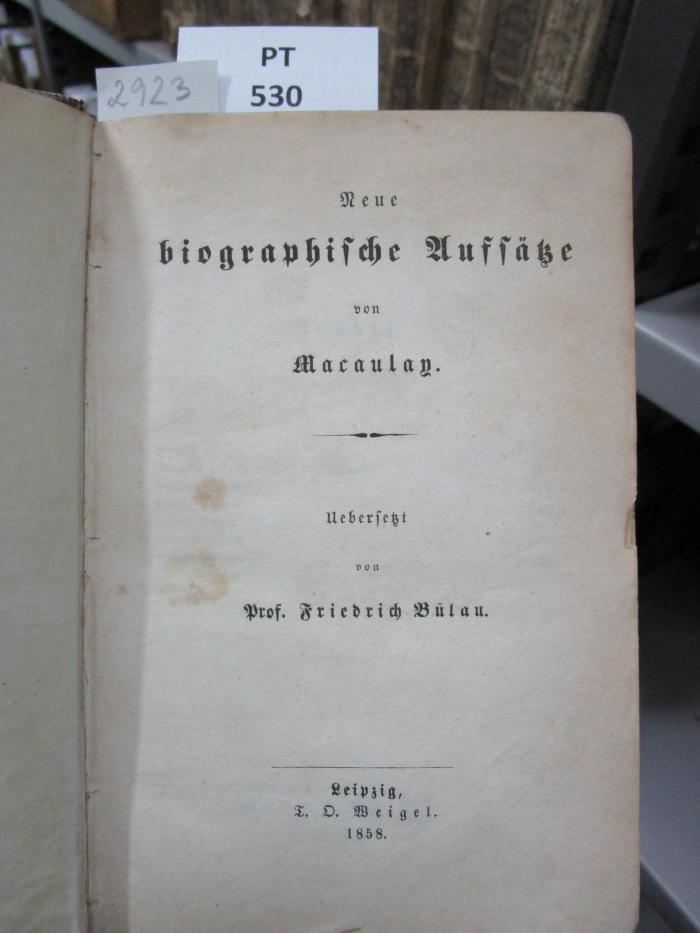  Neue biographische Aufsätze : von Macaulay. (1858)