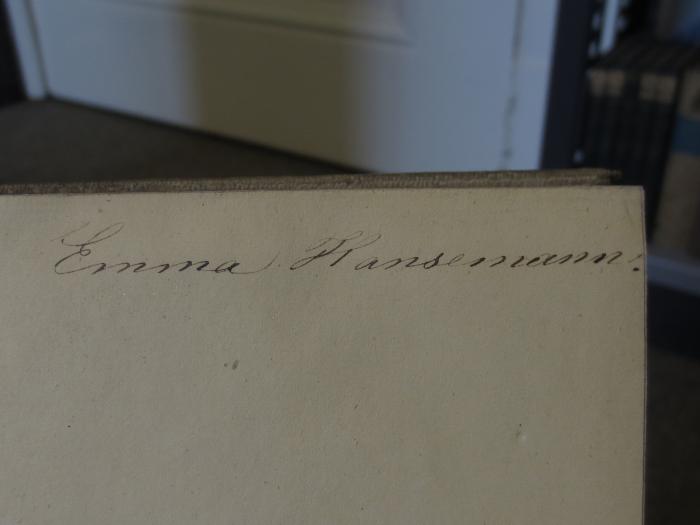 Cq 1268: The Monastery (1838);- (Hansemann, Emma), Von Hand: Autogramm, Name; 'Emma Hansemann.'. 