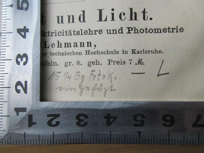 1 T 27-3 : Die Geschichte des Eisens in technischer und kulturgeschichtlicher Beziehung. Abt. 3 (1897);-, Von Hand: Buchbinder; '15 1/4 Bg Fotok. eingefügt - L'