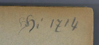 - (Landesrabbinerschule Franz Joseph in Budapest, Bibliothek), Von Hand: Signatur; 'hi 1714 [hhi 1714?]'. 