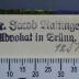 - (Rattinger, Jacob), Stempel: Exlibris, Name; 'Dr. Jacob Rattinger
Advokat in Brünn'.  (Prototyp)