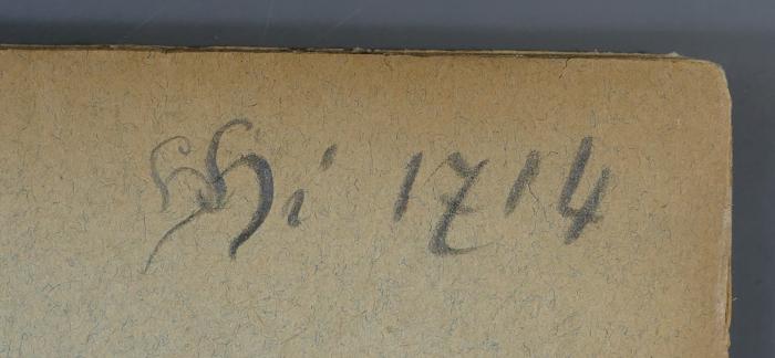 - (Landesrabbinerschule Franz Joseph in Budapest, Bibliothek), Von Hand: Signatur; 'hi 1714 [hhi 1714?]'. 