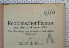 - (Jüdische Schülerbibliothek Pilsen), Stempel: Signatur; '603 A'. 