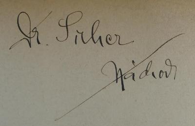 - (Sicher, Gustav), Von Hand: Exlibris, Name; 'Dr. Sicher 
Nachod [durchgestrichen]'. 