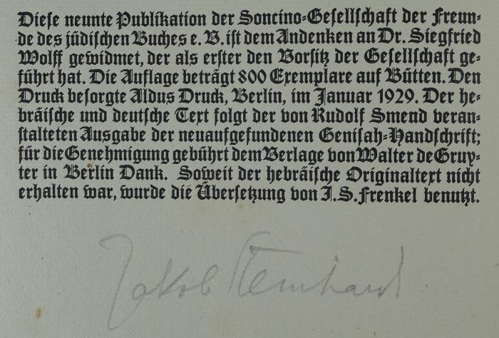 - (Steinhardt, Jakob), Von Hand: Autogramm, Name; 'Jakob Steinhardt'. 
