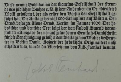 - (Steinhardt, Jakob), Von Hand: Autogramm, Name; 'Jakob Steinhardt'. 